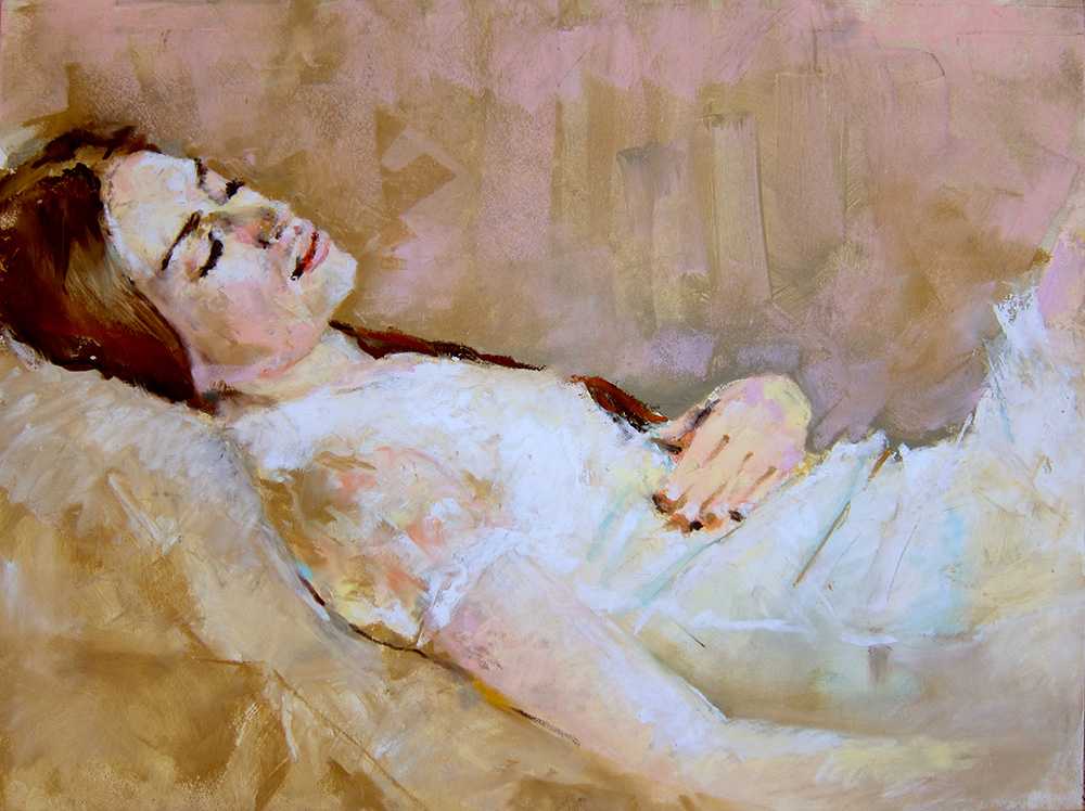 Sleeping Girl, Oil Pastel Portrait Art