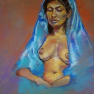 Minita with Her Eyes Closed, 18¾×24¾, Pastel on Paper, June 2011