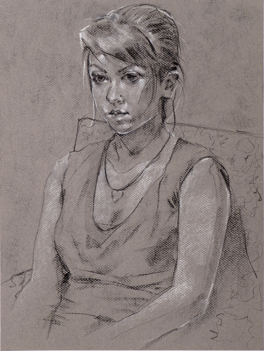 Portrait of a Young Girl, 18x24, Conté on Paper, 10/12/2011