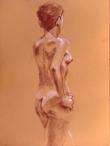 Nude Study of Bella, Conté on Paper, 9/3/2012