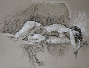 Sleeping Jordan, Conté on Paper