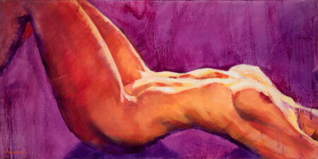 Third painting in a series. "I was on Fire for You 3", 30in x 15in, Oil on Canvas.